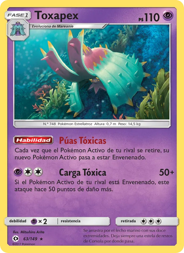 Carta Toxapex de la expansión Sol y Luna, número 63/149