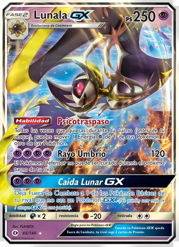 Carta Lunala GX de la expansión Sol y Luna, número 66/149