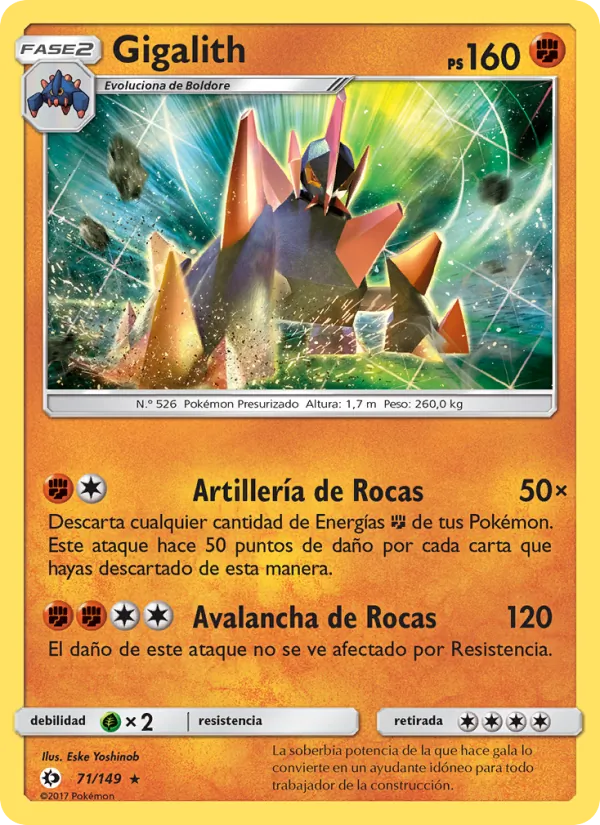 Carta Gigalith de la expansión Sol y Luna, número 71/149