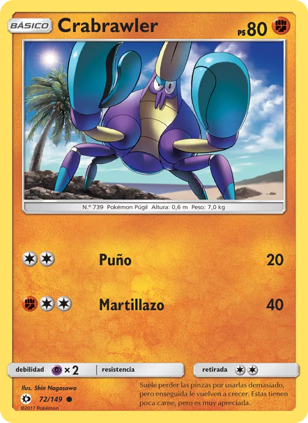 Carta Crabrawler de la expansión Sol y Luna, número 72/149