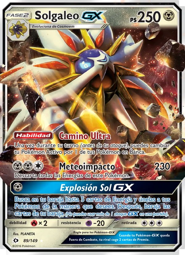 Carta Solgaleo GX de la expansión Sol y Luna, número 89/149