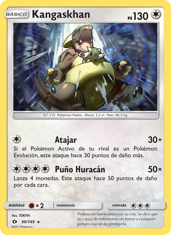 Carta Kangaskhan de la expansión Sol y Luna, número 99/149