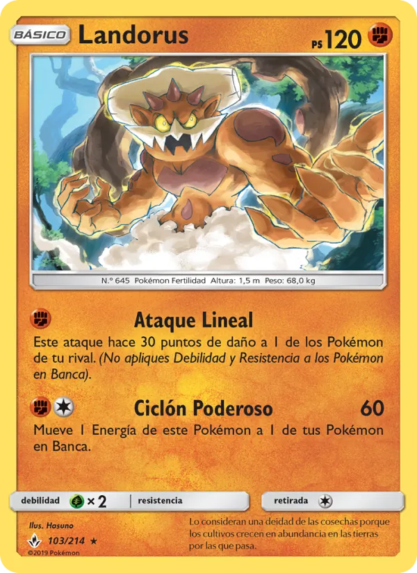 Carta Landorus de la expansión Vínculos Indestructibles, número 103/214