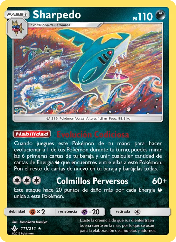 Carta Sharpedo de la expansión Vínculos Indestructibles, número 111/214