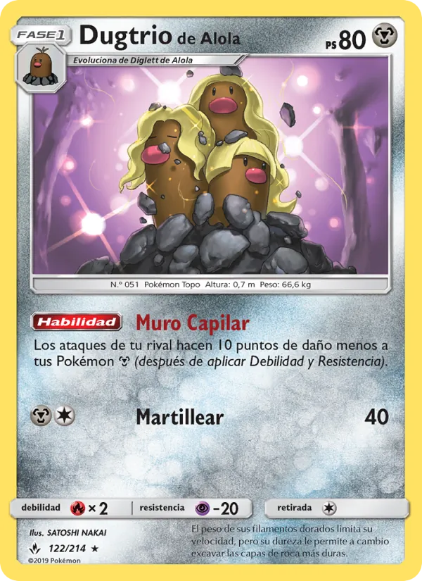 Carta Dugtrio de Alola de la expansión Vínculos Indestructibles, número 122/214
