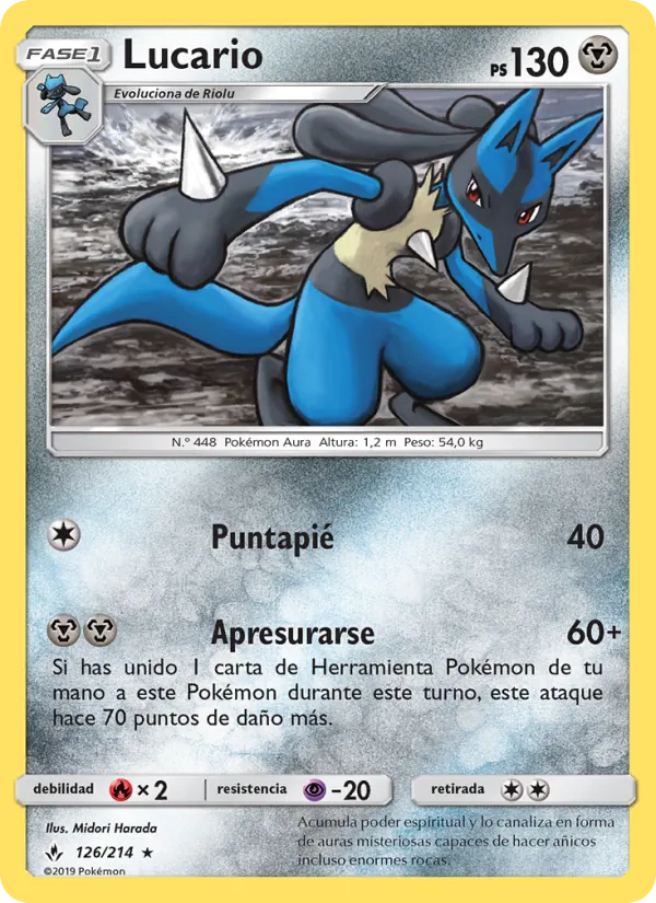 Carta Lucario de la expansión Vínculos Indestructibles, número 126/214
