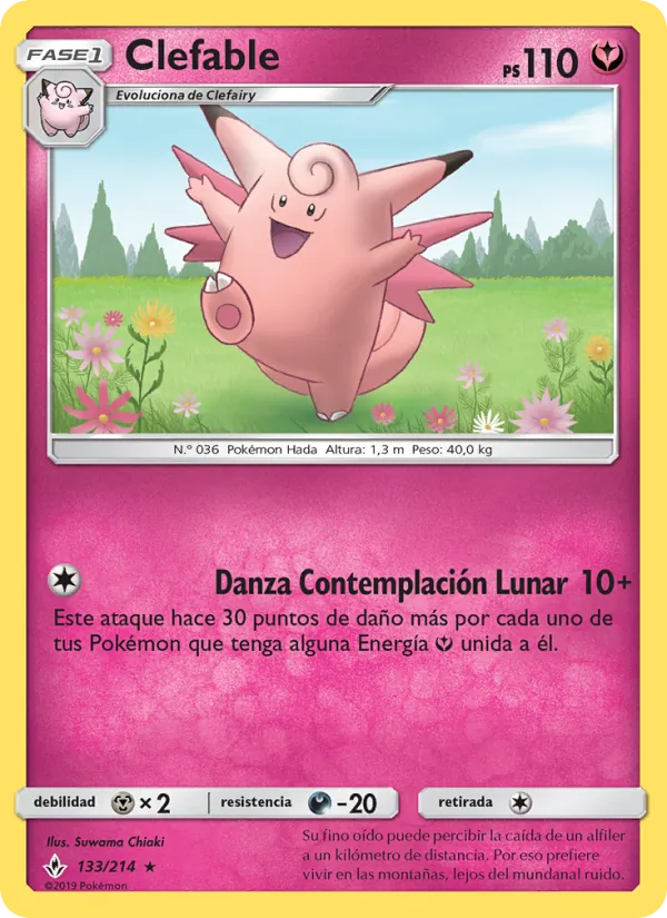 Carta Clefable de la expansión Vínculos Indestructibles, número 133/214