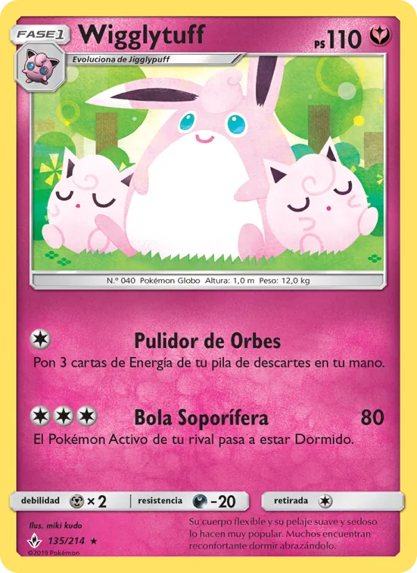 Carta Wigglytuff de la expansión Vínculos Indestructibles, número 135/214