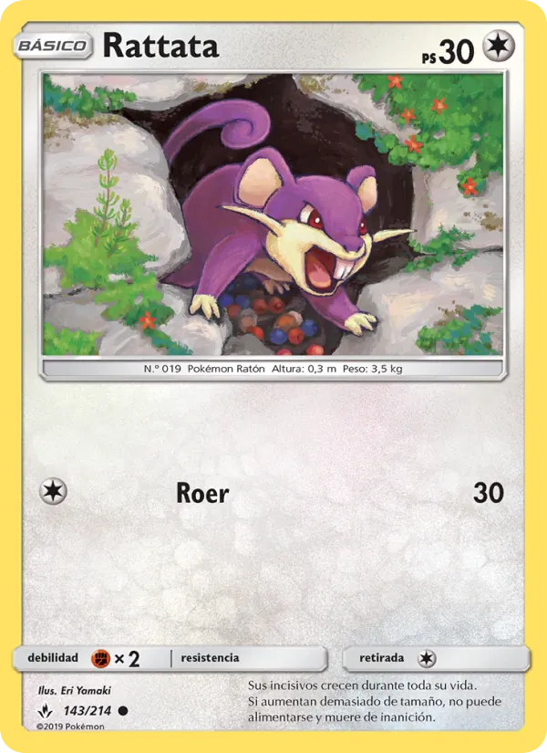 Carta Rattata de la expansión Vínculos Indestructibles, número 143/214