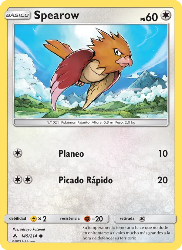Carta Spearow de la expansión Vínculos Indestructibles, número 145/214