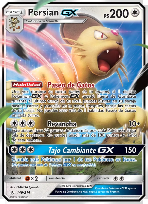 Carta Persian GX de la expansión Vínculos Indestructibles, número 149/214