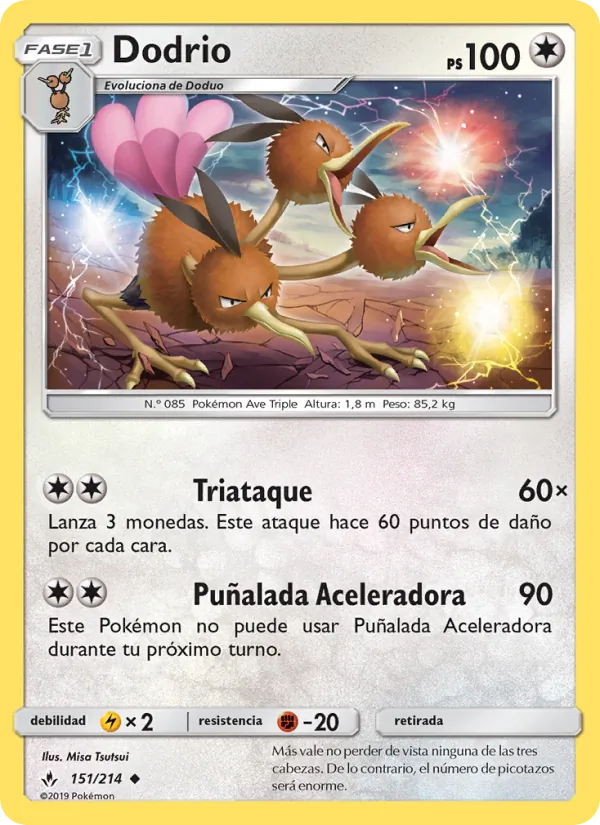 Carta Dodrio de la expansión Vínculos Indestructibles, número 151/214
