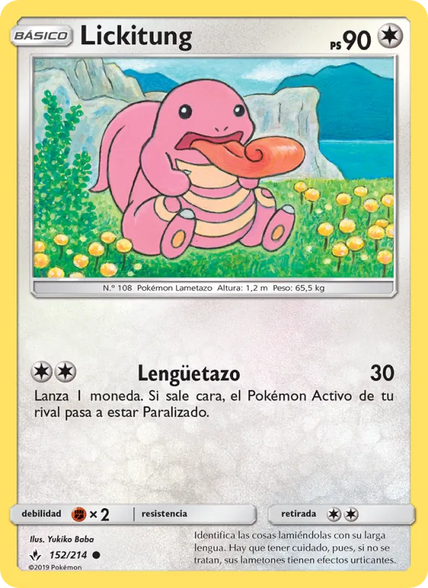 Carta Lickitung de la expansión Vínculos Indestructibles, número 152/214