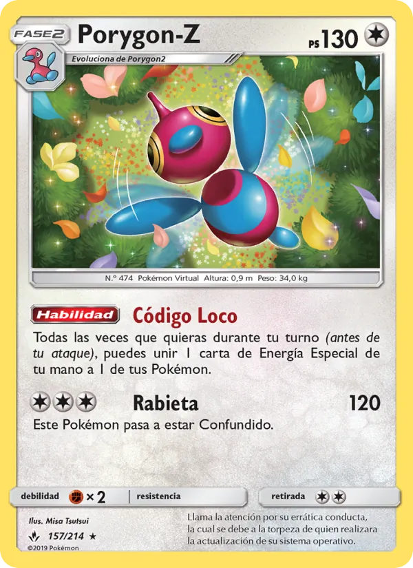 Carta Porygon-Z de la expansión Vínculos Indestructibles, número 157/214