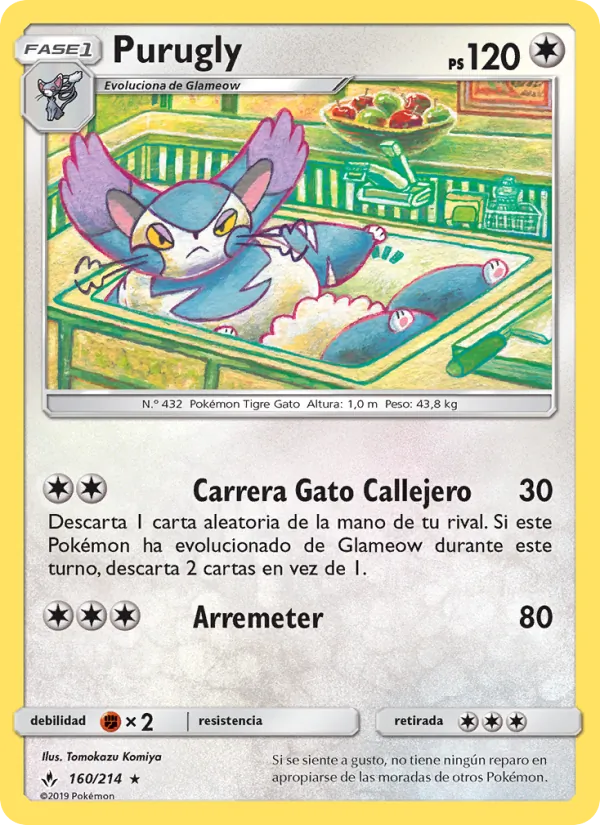 Carta Purugly de la expansión Vínculos Indestructibles, número 160/214
