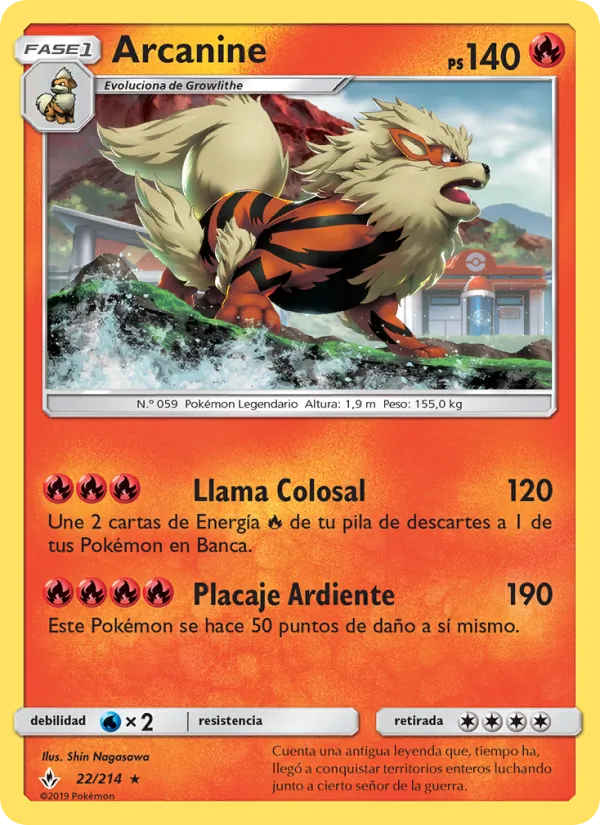 Carta Arcanine de la expansión Vínculos Indestructibles, número 22/214