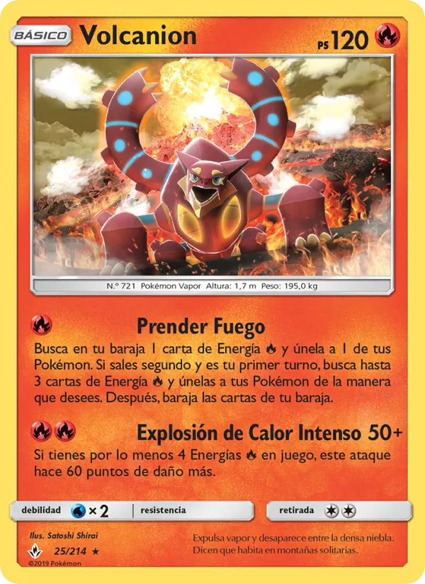 Carta Volcanion de la expansión Vínculos Indestructibles, número 25/214