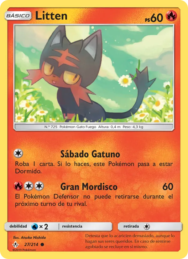 Carta Litten de la expansión Vínculos Indestructibles, número 27/214