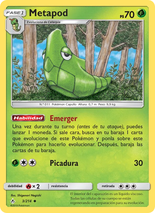 Carta Metapod de la expansión Vínculos Indestructibles, número 3/214