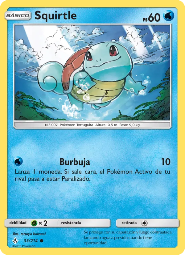 Carta Squirtle de la expansión Vínculos Indestructibles, número 33/214