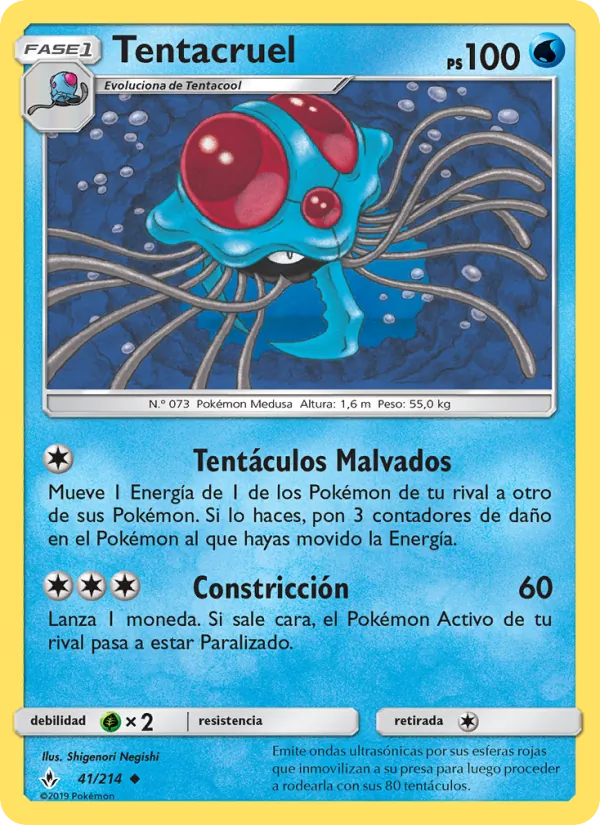 Carta Tentacruel de la expansión Vínculos Indestructibles, número 41/214