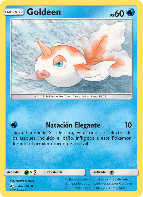 Carta Goldeen de la expansión Vínculos Indestructibles, número 48/214