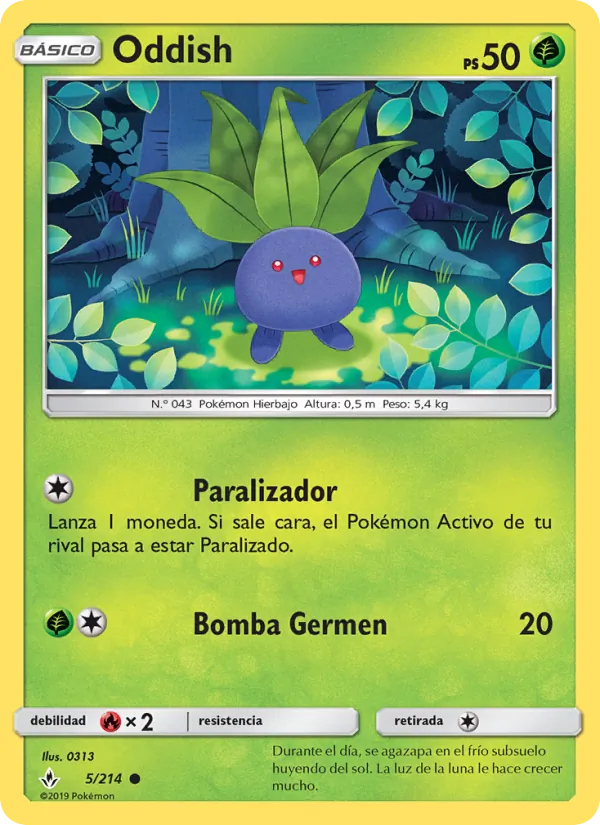Carta Oddish de la expansión Vínculos Indestructibles, número 5/214