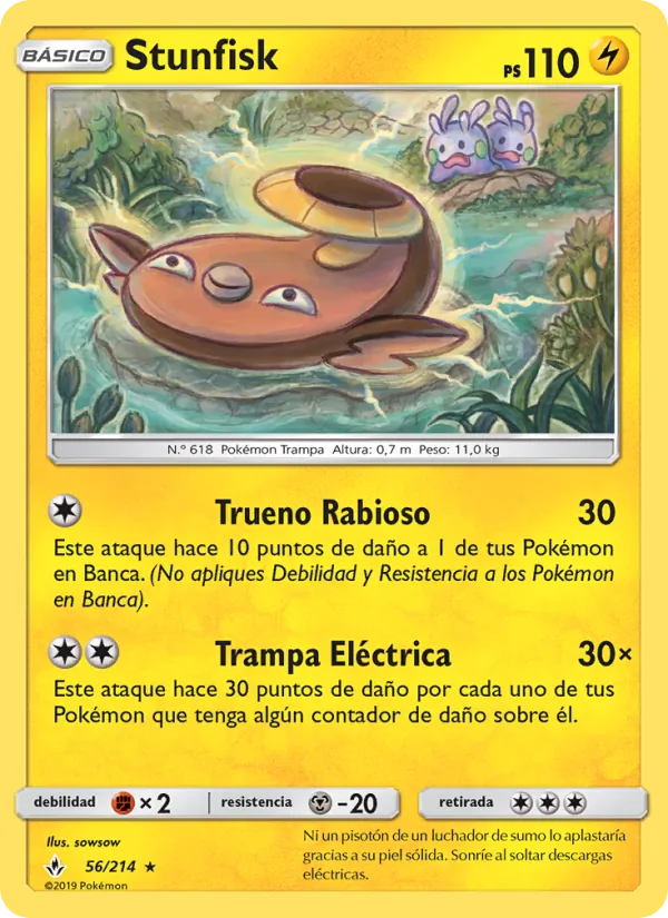 Carta Stunfisk de la expansión Vínculos Indestructibles, número 56/214