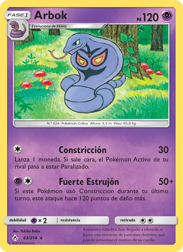 Carta Arbok de la expansión Vínculos Indestructibles, número 63/214