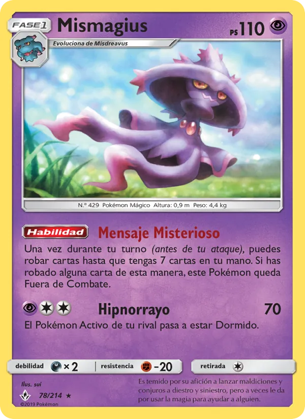 Carta Mismagius de la expansión Vínculos Indestructibles, número 78/214