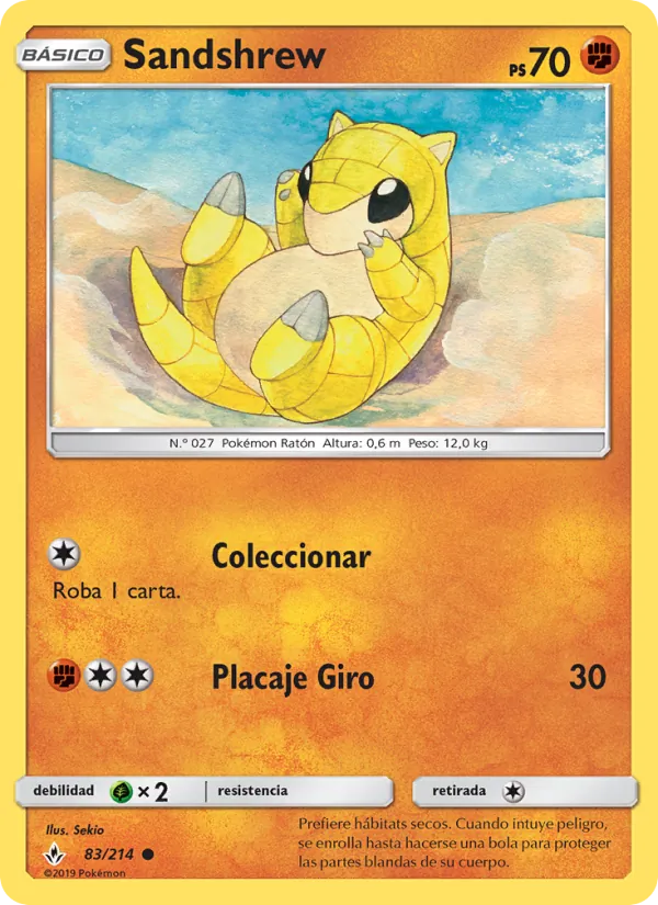 Carta Sandshrew de la expansión Vínculos Indestructibles, número 83/214