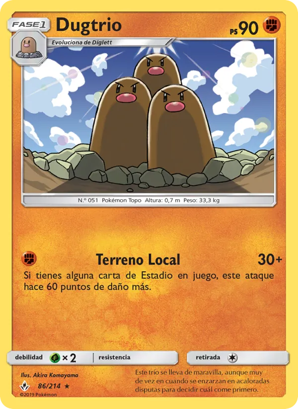 Carta Dugtrio de la expansión Vínculos Indestructibles, número 86/214