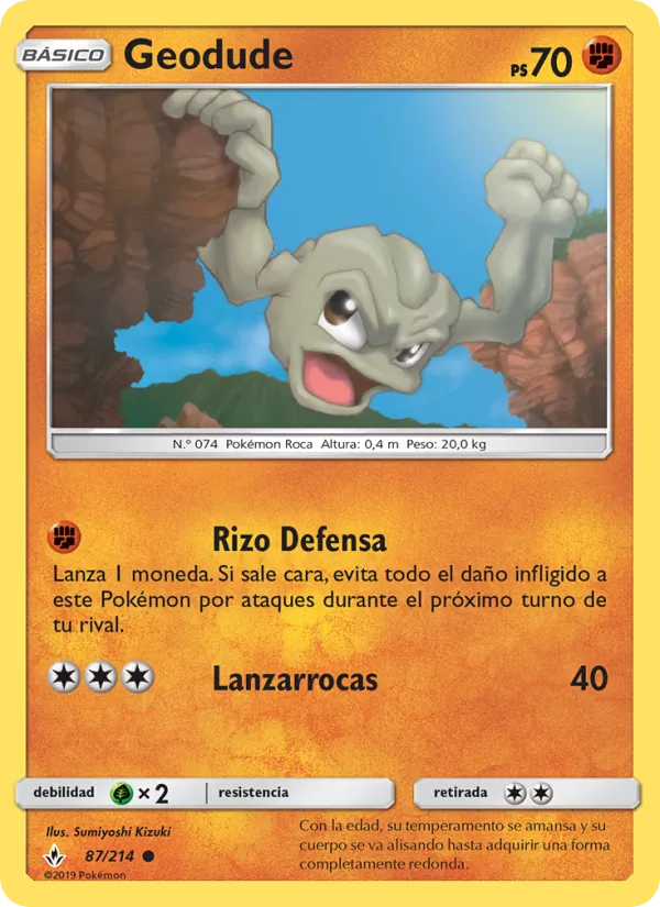 Carta Geodude de la expansión Vínculos Indestructibles, número 87/214