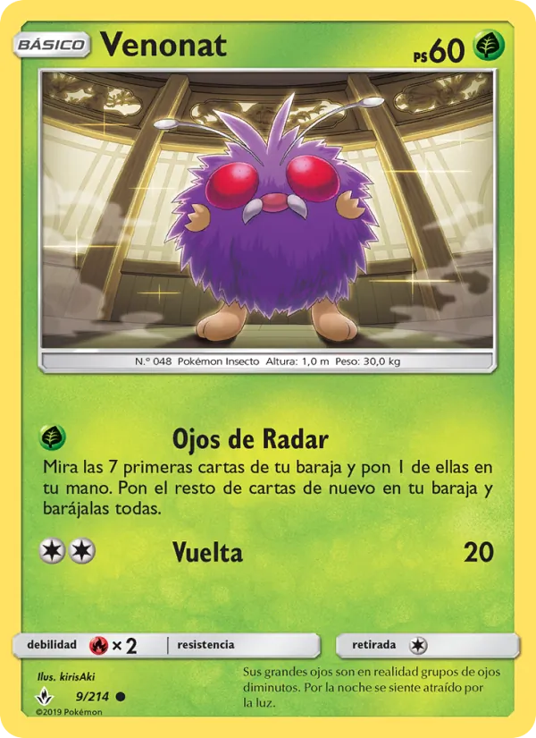 Carta Venonat de la expansión Vínculos Indestructibles, número 9/214