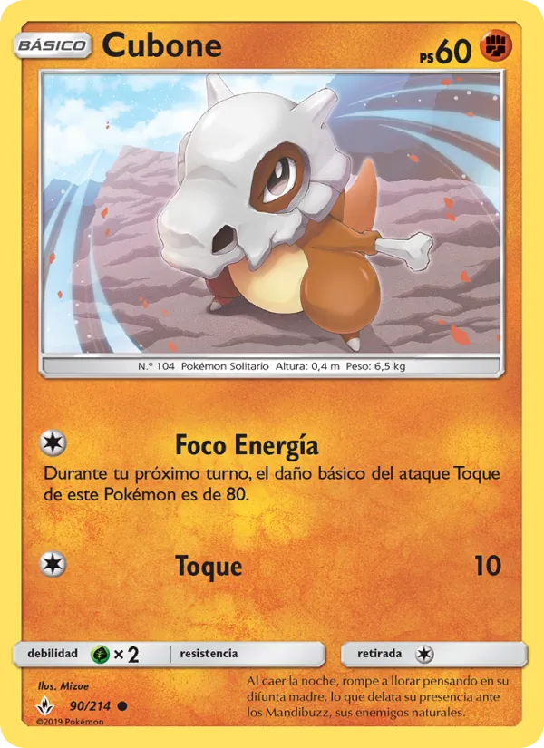 Carta Cubone de la expansión Vínculos Indestructibles, número 90/214