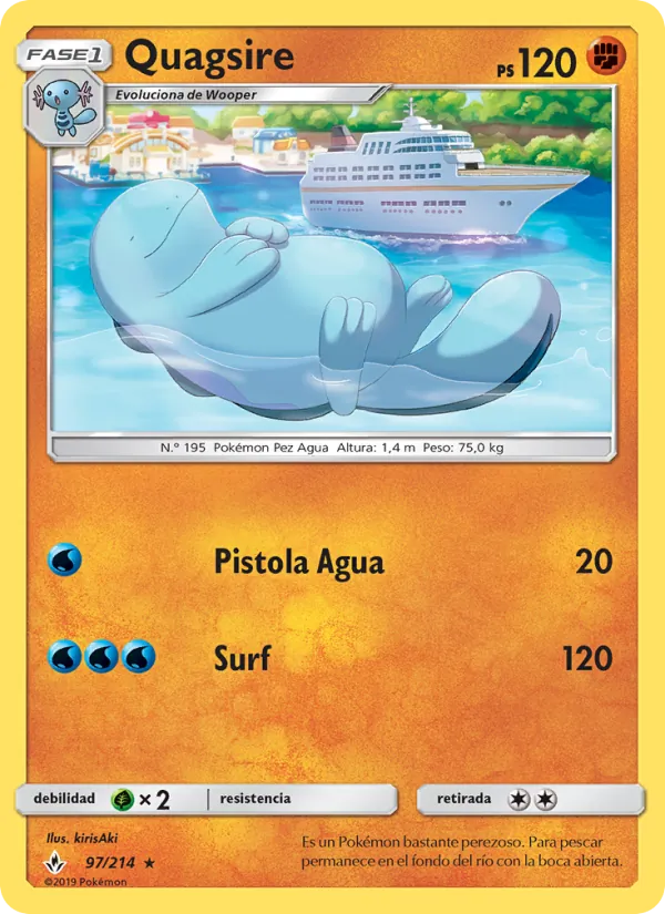 Carta Quagsire de la expansión Vínculos Indestructibles, número 97/214