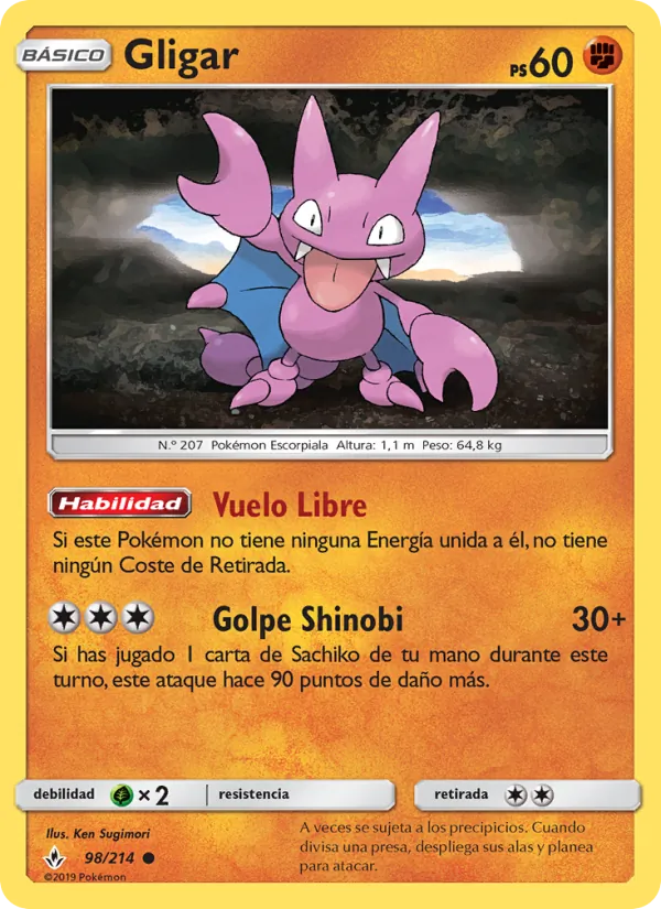 Carta Gligar de la expansión Vínculos Indestructibles, número 98/214