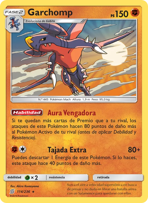Carta Garchomp de la expansión Mentes Unidas, número 114/236