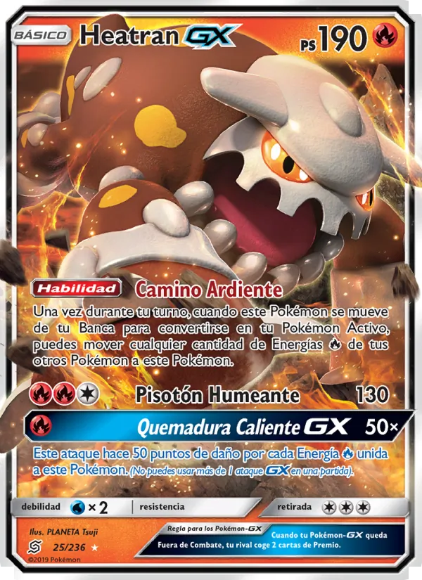 Carta Heatran GX de la expansión Mentes Unidas, número 25/236