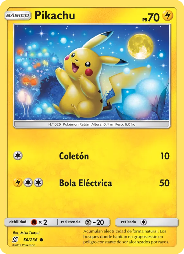 Carta Pikachu de la expansión Mentes Unidas, número 56/236