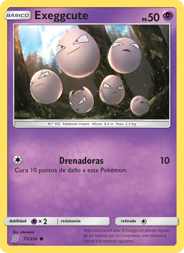 Carta Exeggcute de la expansión Mentes Unidas, número 73/236