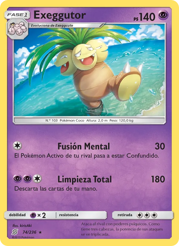 Carta Exeggutor de la expansión Mentes Unidas, número 74/236