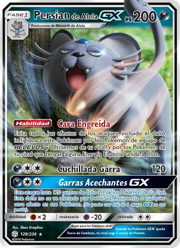 Carta Persian de Alola GX de la expansión Eclipse Cósmico, número 129/236