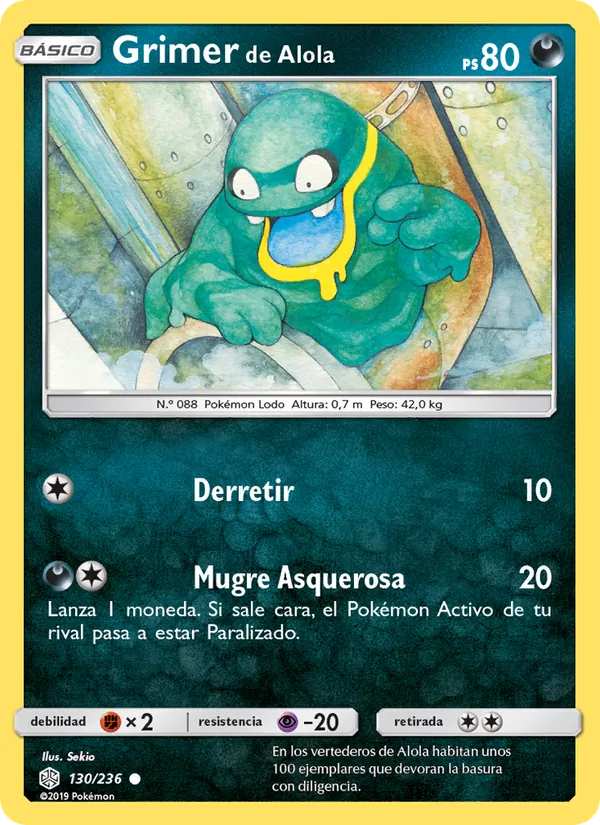 Carta Grimer de Alola de la expansión Eclipse Cósmico, número 130/236