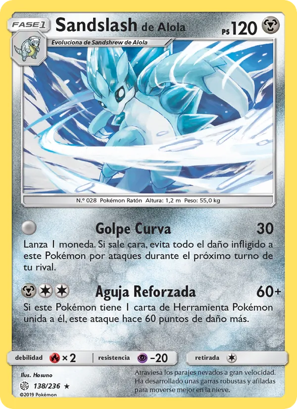 Carta Sandslash de Alola de la expansión Eclipse Cósmico, número 138/236