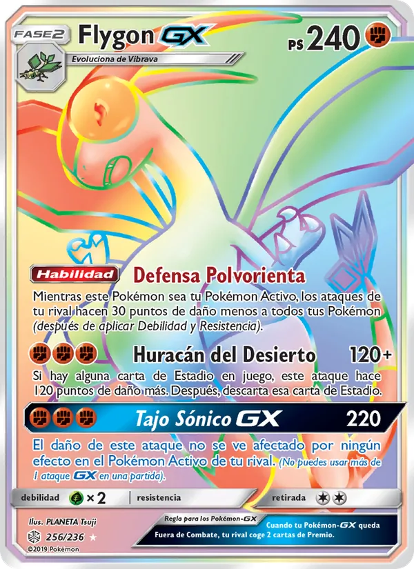 Carta Flygon GX de la expansión Eclipse Cósmico, número 256/236