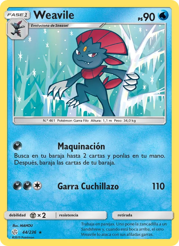 Carta Weavile de la expansión Eclipse Cósmico, número 44/236