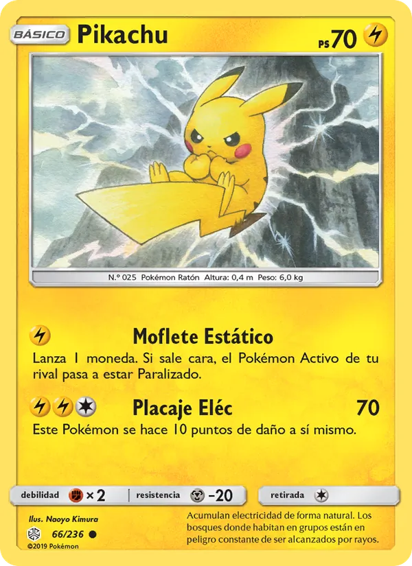 Carta Pikachu de la expansión Eclipse Cósmico, número 66/236