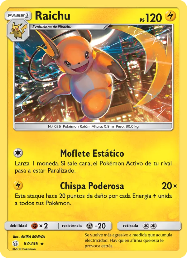 Carta Raichu de la expansión Eclipse Cósmico, número 67/236