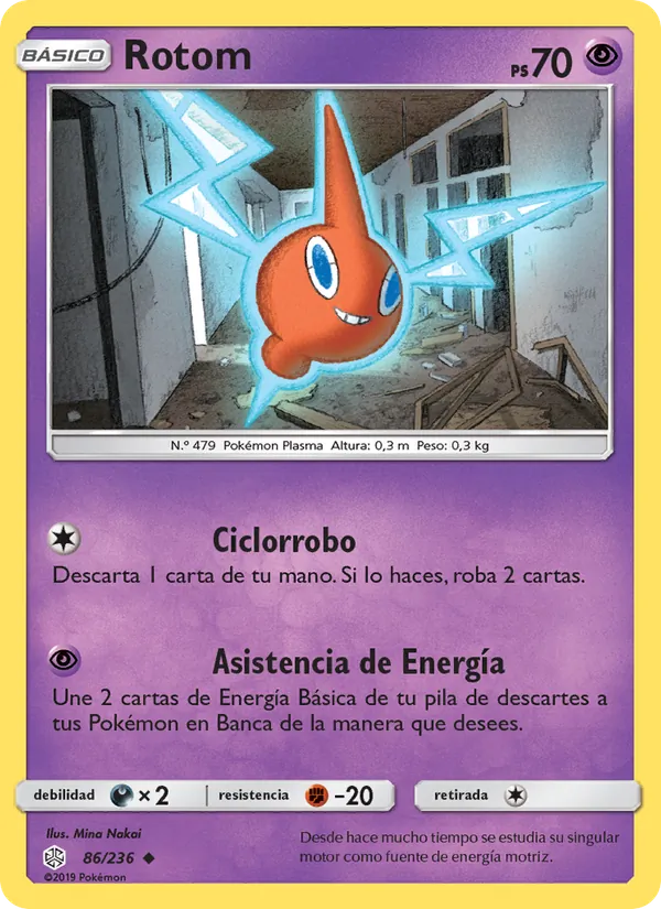 Carta Rotom de la expansión Eclipse Cósmico, número 86/236